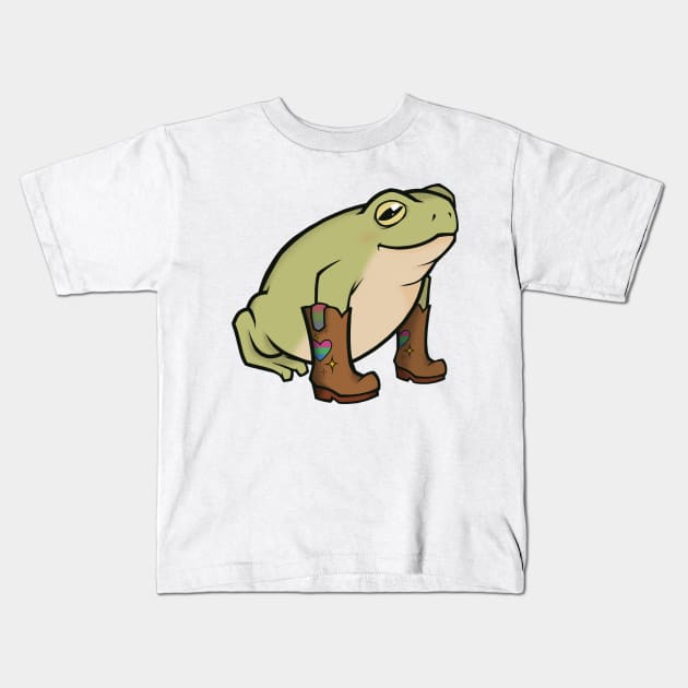 Polysexual Pride Cowboy Boots Frog Kids T-Shirt by saltuurn